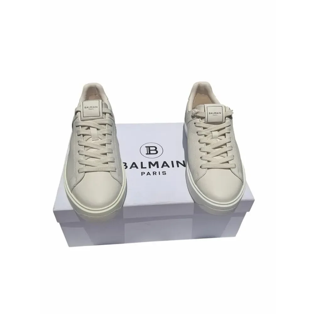 Balmain Paris B-Court White Leather Platform Sneakers EU 40 US 10 NIB